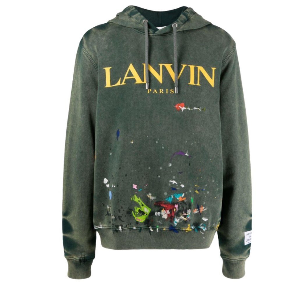 Lanvin x Gallery Dept. Green Paint Splatter Hoodie M SS21 Josué Thomas